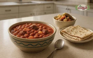 طرز تهیه خوراک لوبیا چیتی با گوشت