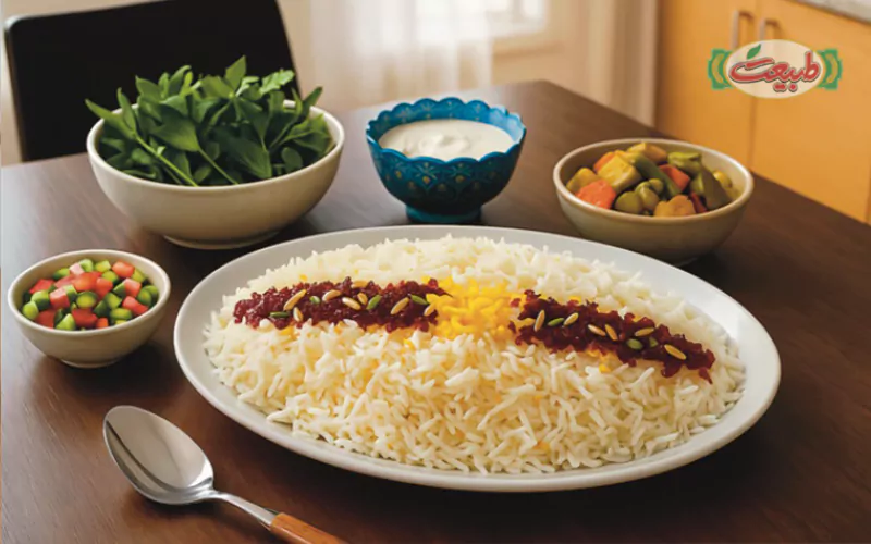 تزیین برنج مجلسی برای مهمان